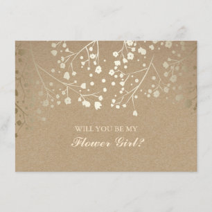 Fleurs de bébé respiration dorée Invitation Fille 