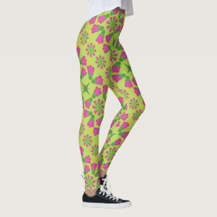 Fleurs de Bell rétro Mandalas Leggings verts