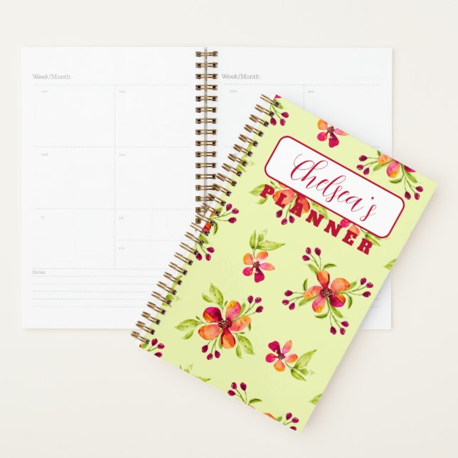 Fleurs de Berry Rouge personnalisées sur le Planif (Devant avec enveloppe)