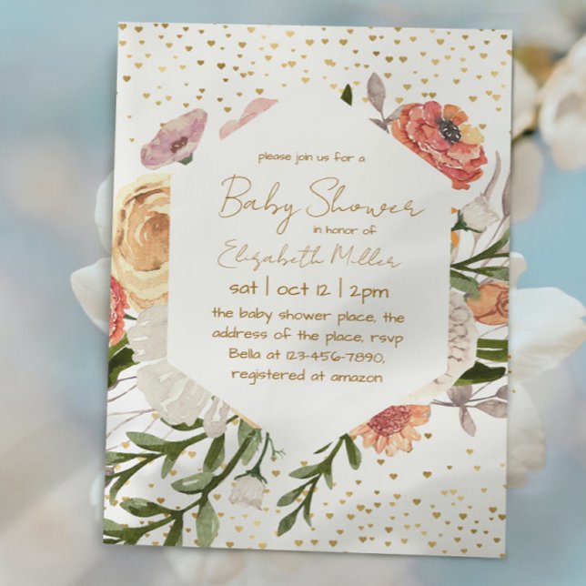 Fleurs de Boho vintages Invitation Baby shower fil (Créateur téléchargé)