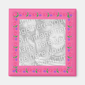Fleurs de bordure roses 012 Magnet photo