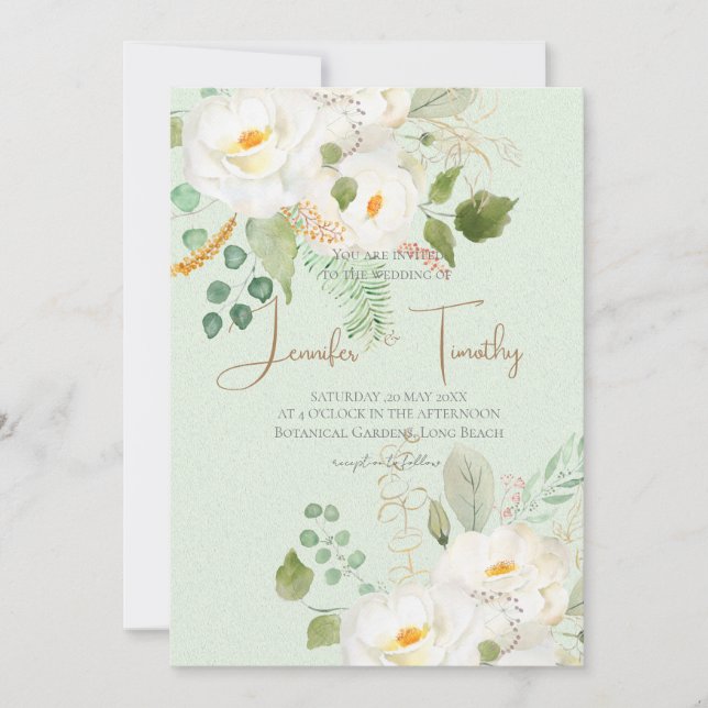 fleurs de camélia blanc faire-part de mariage (Devant)