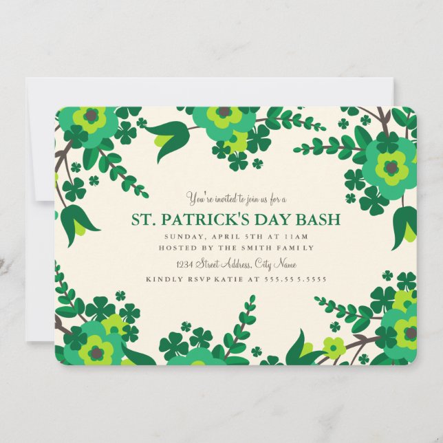 Fleurs de campagne Invitation de la Saint Patrick (Devant)