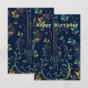 Fleurs de carte d'anniversaire Guitare