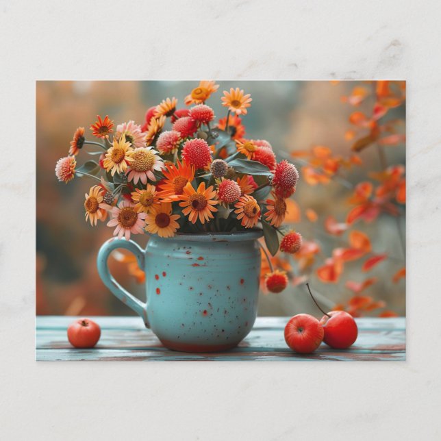 fleurs de carte de voeux de chute dans un vase (Devant)