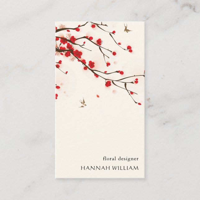 Fleurs de cerises Carte de visite Floral avec logo (Devant)