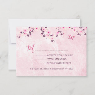 Fleurs de cerisier Baby shower fille rose RSVP