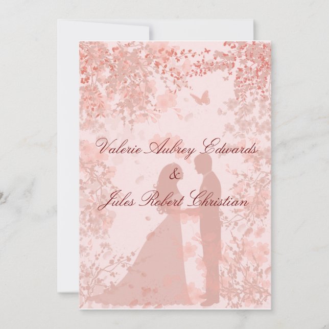 Fleurs de cerisier dans le faire-part de mariage (Devant)