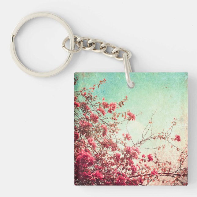 Fleurs de cerisier Fleur Porte - clé bleu rouge fl (Devant)
