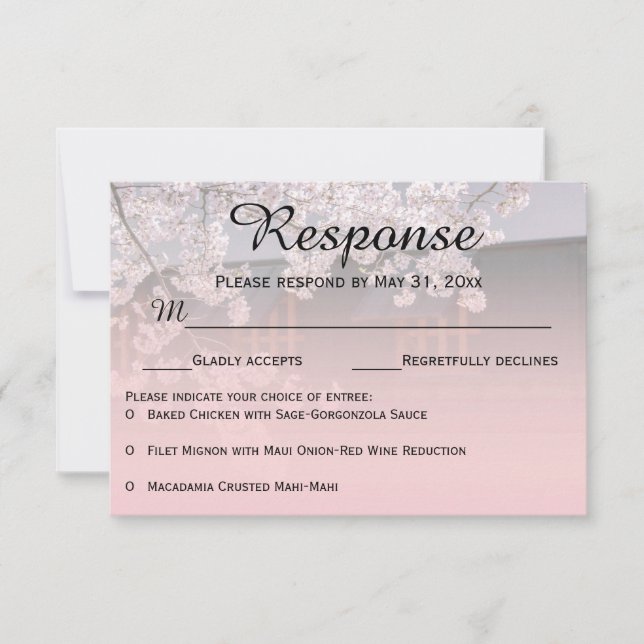 Fleurs de cerisier Fleurs de mariage Cartes RSVP (Devant)