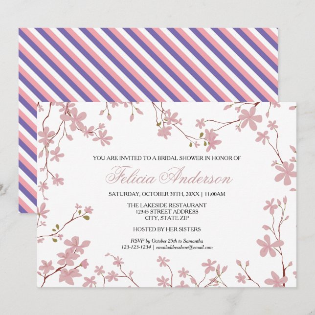 Fleurs de cerisier - Invitation de douche nuptiale (Devant / Derrière)