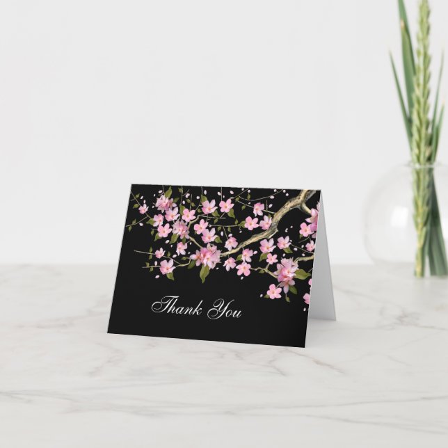 Fleurs de cerisier japonais rose Merci Cartes (Devant)
