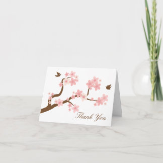 Fleurs de cerisier sur le carte de remerciements