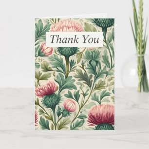 Fleurs de chardon rose sur Carte de remerciements