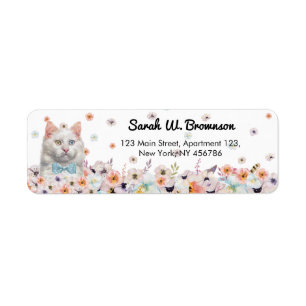 Fleurs de chats blanches Cravate de boue bleue