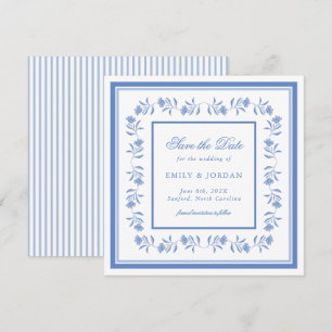 Fleurs de Chine bleues et blanches, carte de sauve