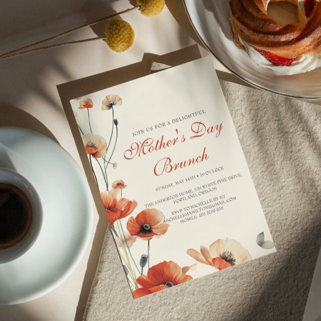 Fleurs de chiot Fête des mères Brunch Invitation (Créateur téléchargé)