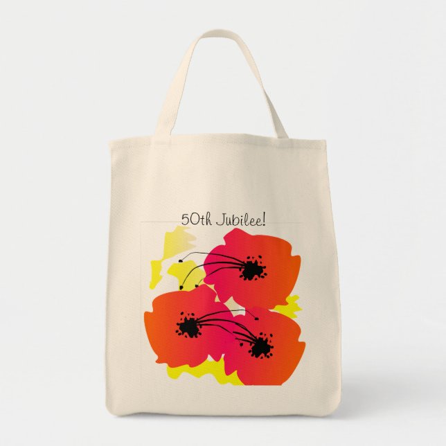 Fleurs de cinquantième sac fourre-tout d'or à (Devant)