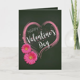 Fleurs de coeur rose Saint-Valentin - Carte de voe