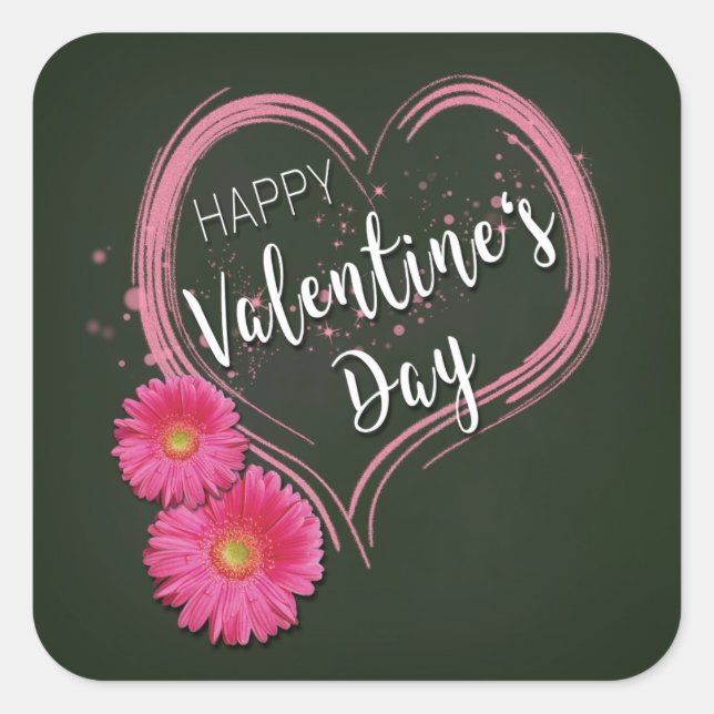 Fleurs de Coeur Rose Saint-Valentin - Sticker (Devant)