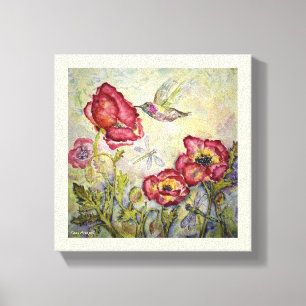 Fleurs de colibri Aquarelle Imprimer la toile 10x1