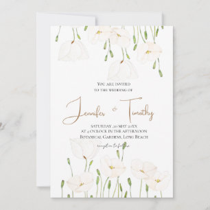 fleurs de coquelicot blanc faire-part de mariage