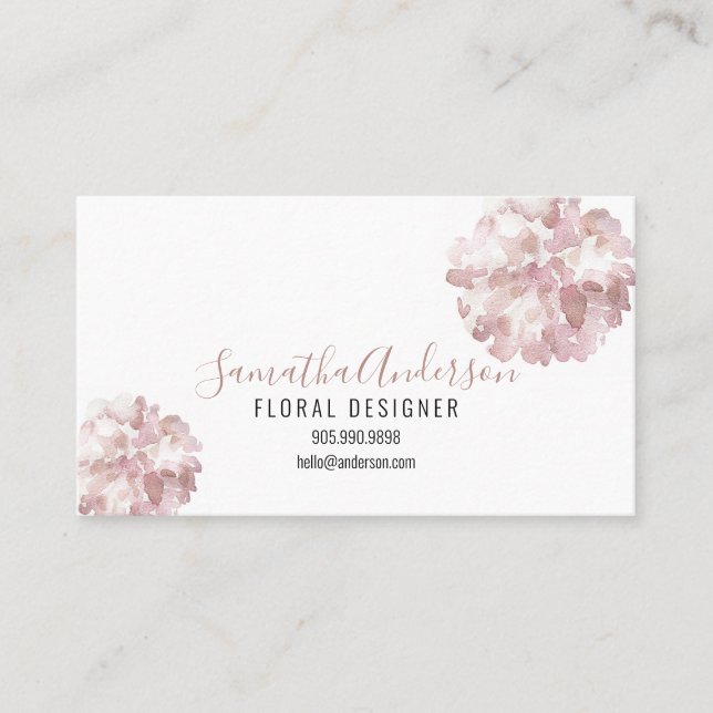 FLEURS DE COULEUR D'EAU ROSE CARTES DE VISITE avec (Devant)