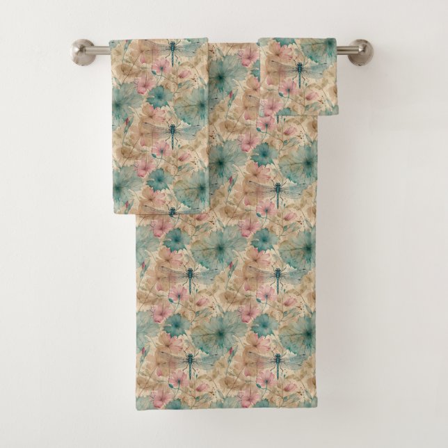 Fleurs de couleur sarcelle rose beige Aquarelle Li (En situation)