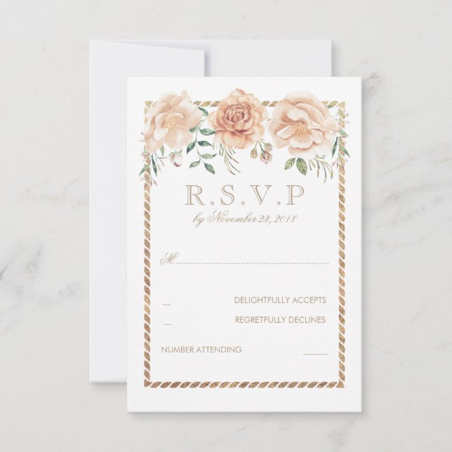 Fleurs de crème Aquarelle Mariage de cadre RSVP (Devant)
