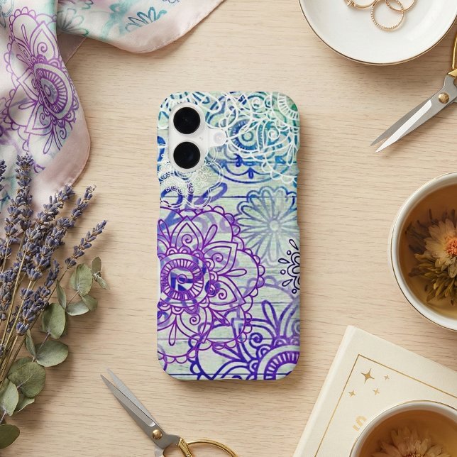 Fleurs De Doodle Cute Sur Un Bois Rustique (Créateur téléchargé)
