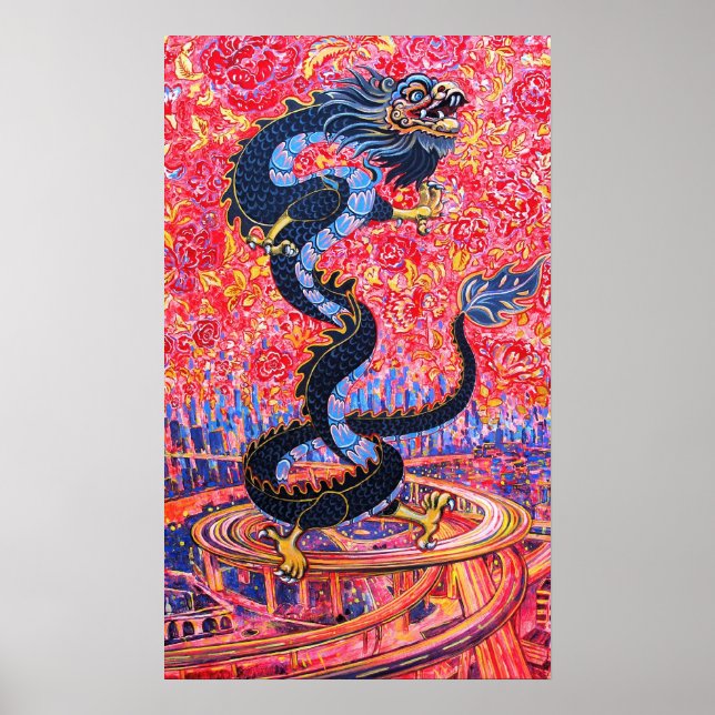 Fleurs de dragon sur la ville Poster (Devant)