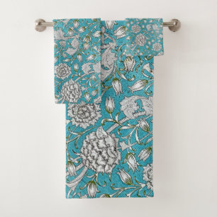 Fleurs de feuillage vintage bleu floral