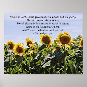 Fleurs de foi 1Chroniques 29:11 Poster d'art