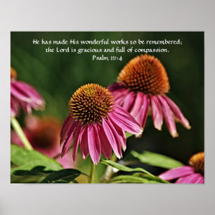 Fleurs de foi Psaume 111:4 Poster d'art