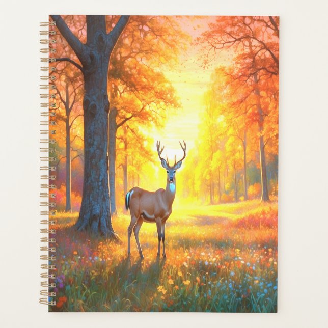 Fleurs de forêt et cerf Art coloré (Devant)