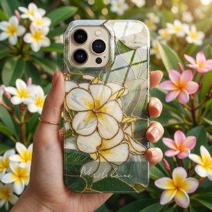 Fleurs de frangipanier vitrail