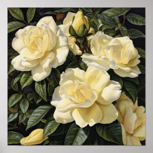 Fleurs de Gardenia Jaune Art Imprimer Poster