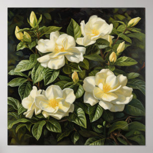 Fleurs de Gardenia Jaune Art Imprimer Poster