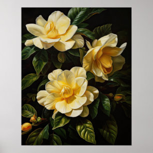 Fleurs de Gardenia Jaune Art Imprimer Poster
