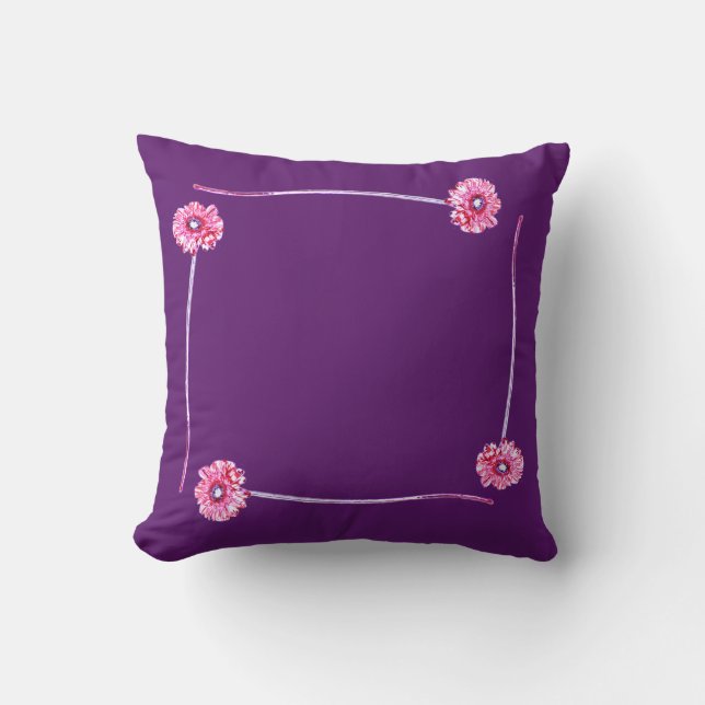 Fleurs de Gerbera Violet Clair Coussin (Recto)