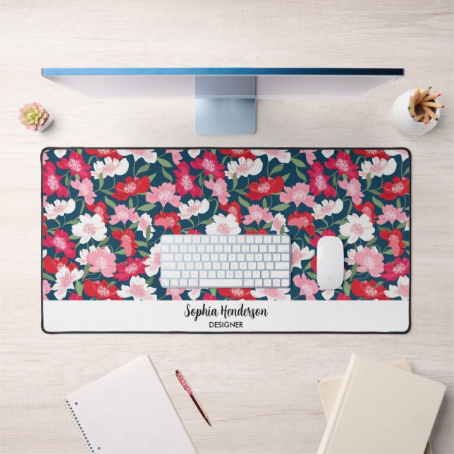 Fleurs de jardin colorées Texte personnalisé migno (Bureau 1)