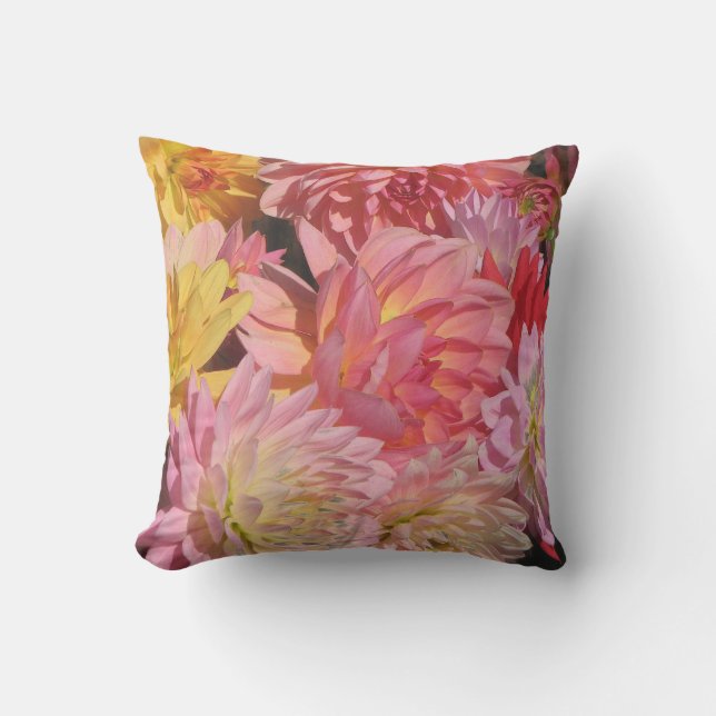 Fleurs de jardin rose Dahlia Coussin extérieur (Recto)