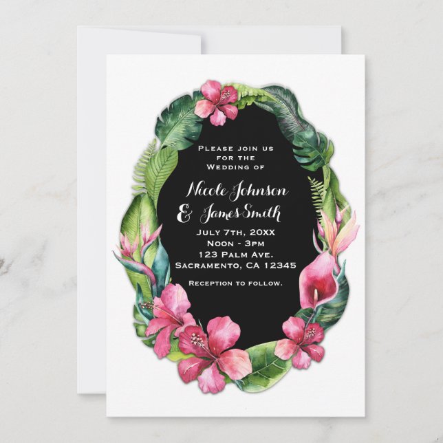 Fleurs de Jardin Tropical & Invitations Feuilles (Devant)
