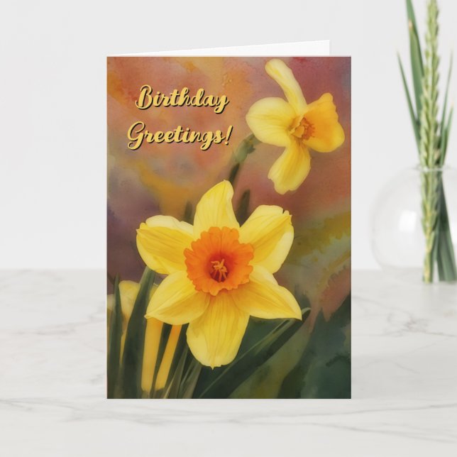 Fleurs de jonquille gaies Art Carte d'anniversaire (Devant)