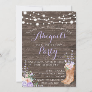 Fleurs de lavande de pays Invitation bois lilas