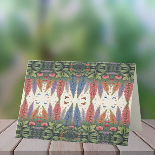 Fleurs de lupine Papillons Vintage floral plié