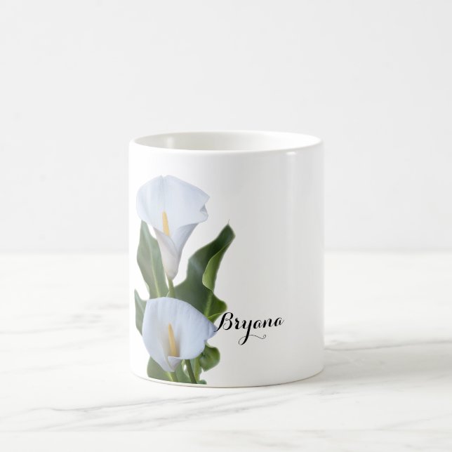 Fleurs de lys calla Mug de café floral élégant (Centre)