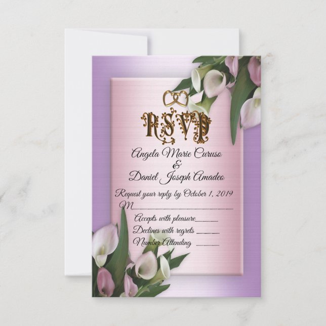 Fleurs de lys calla pour invitation de mariage RSV (Devant)