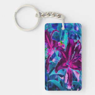 Fleurs de lys orientales abstraites violettes et r