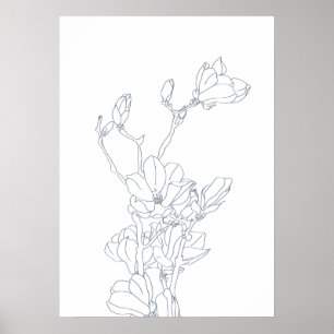 fleurs de magnolia dessin Poster